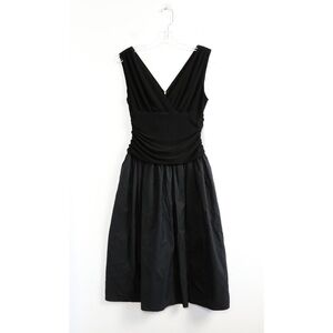 Eliza J black cocktail dress Wednesday Addams classy rouched waist V-neck gothic